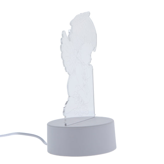 Lampada 3D in plexiglass con immagine angelo. Dimensioni 10x20,5 cm