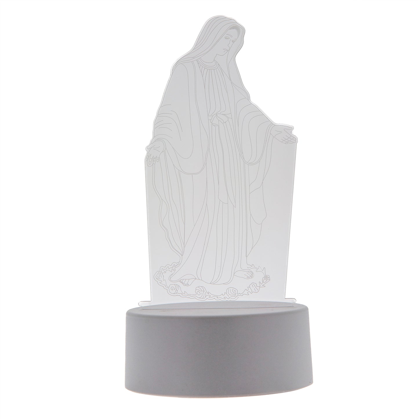 Lampada 3D in plexiglass con immagine Madonna Miracolosa. Dimensioni 20,5x10 cm