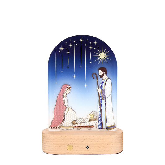 Lampada Presepe in Plexiglass LED con Sacra Famiglia