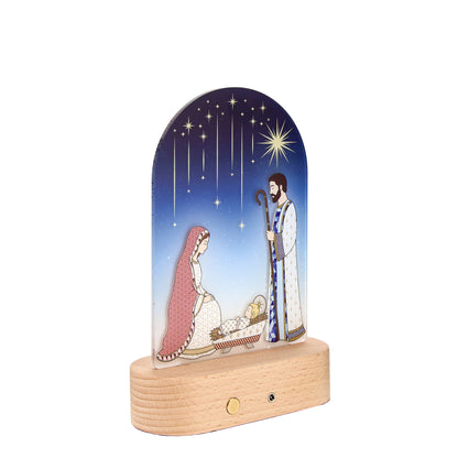 Lampada Presepe in Plexiglass LED con Sacra Famiglia