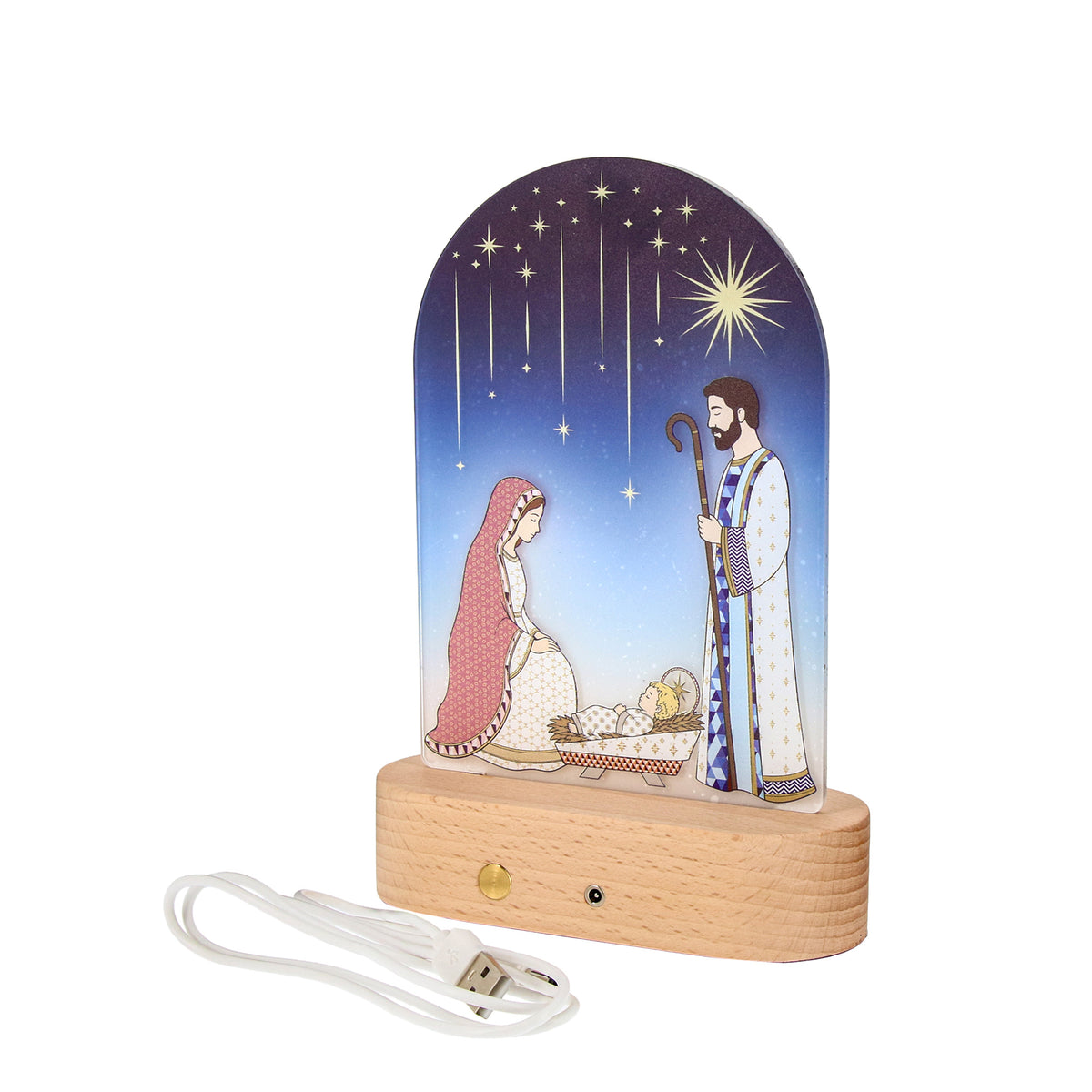 Lampada Presepe in Plexiglass LED con Sacra Famiglia