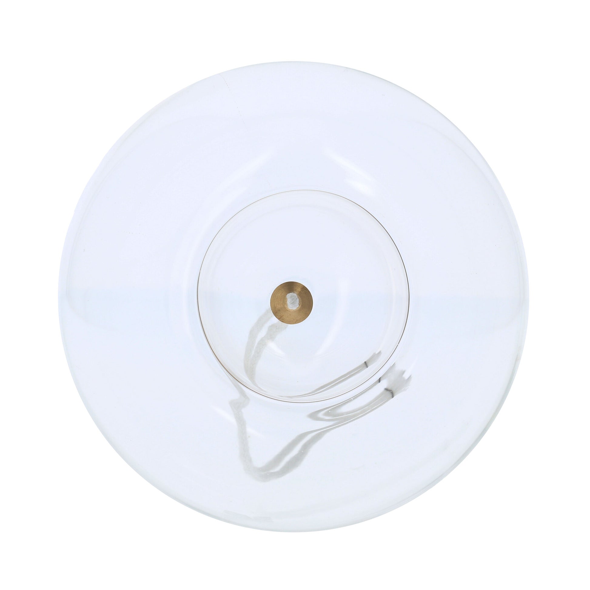 Lume per cera liquida in vetro sferico. Dimensioni 16x14 cm