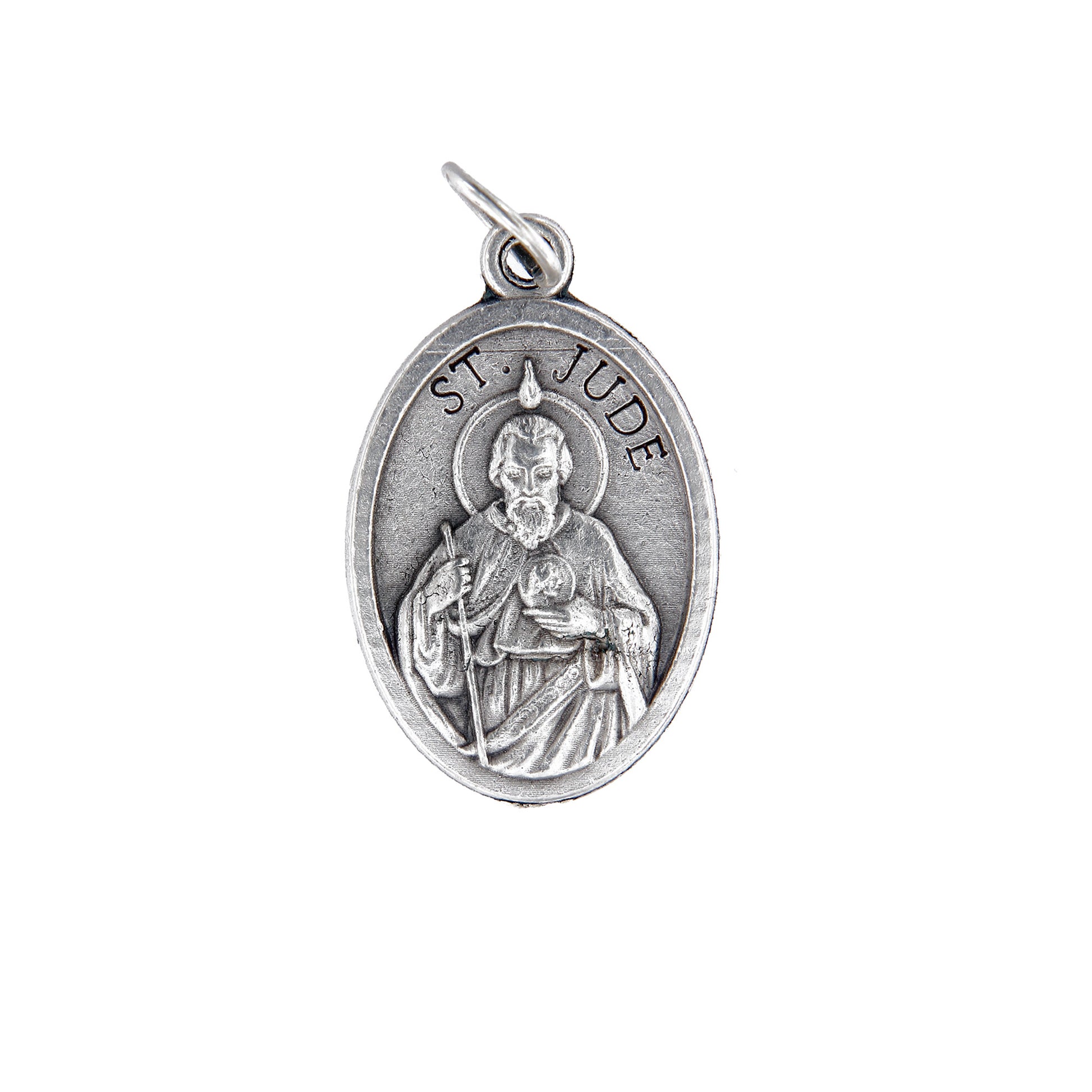 Medaglia San Giuda e retro croce, in zama. Altezza 2,2 cm