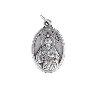 Medaglia San Giuda e retro croce, in zama. Altezza 2,2 cm