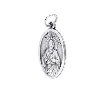 Medaglia San Giuda e retro croce, in zama. Altezza 2,2 cm