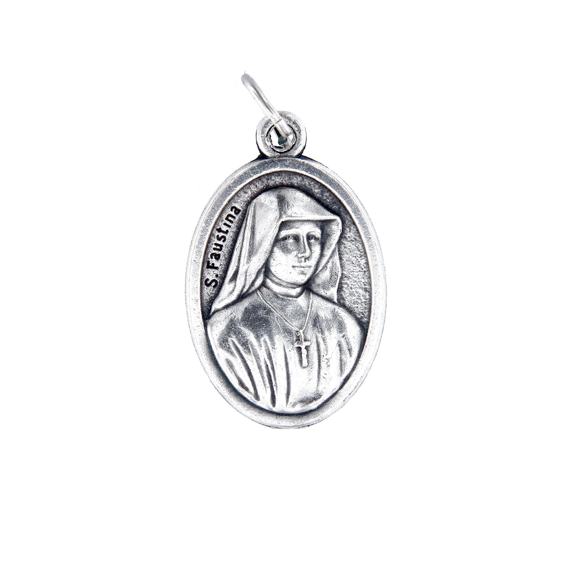 Medaglia Gesù Misericordioso e retro S. Faustina, in zama. Altezza 2,2 cm