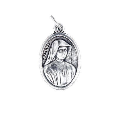 Medaglia Gesù Misericordioso e retro S. Faustina, in zama. Altezza 2,2 cm