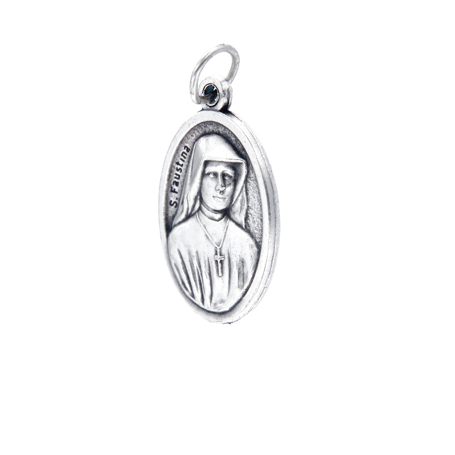Medaglia Gesù Misericordioso e retro S. Faustina, in zama. Altezza 2,2 cm