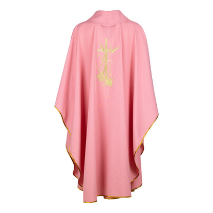 Casula ricamata con simbolo Pax e Croce color oro