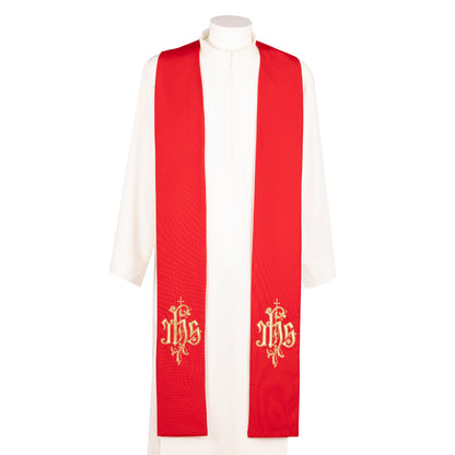 Stola sacerdotale con ricamo JHS dorato