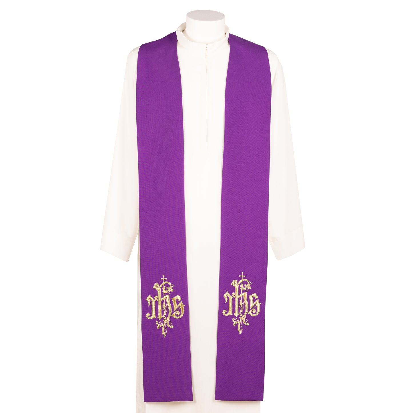 Stola sacerdotale con ricamo JHS dorato