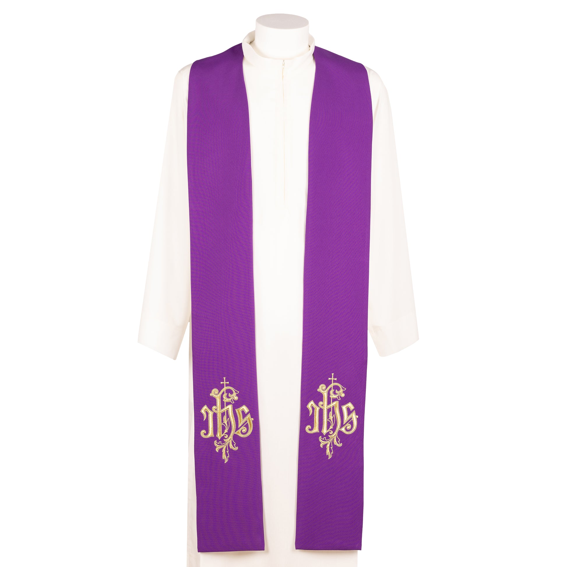 Stola sacerdotale con ricamo JHS dorato