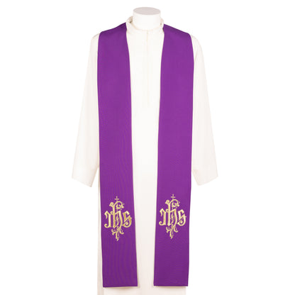 Stola sacerdotale con ricamo JHS dorato