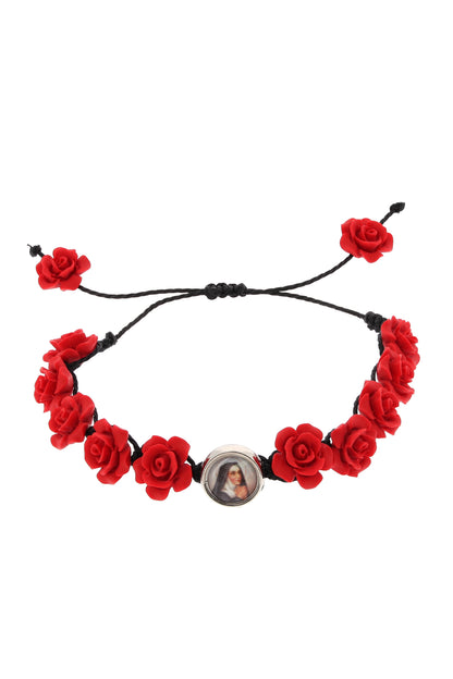 Bracciale decina di Santa Rita, grani rosellina rossa