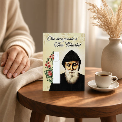 Olio Devozionale San Charbel con Preghiera Multilingue