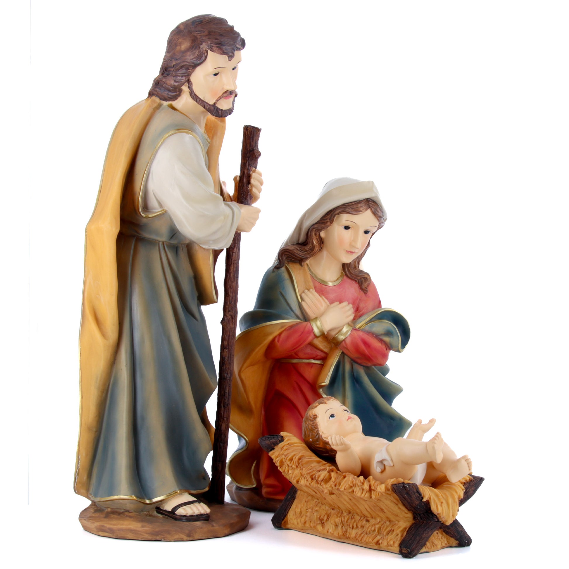 Set Natività completo di San Giuseppe, Maria e Gesù. Altezza 56 cm