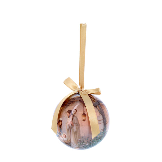 Bola de Natal com presépio em embalagem. Diâmetro 7,5 cm