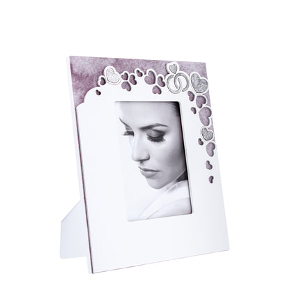 Cadre photo avec alliances en bois clair 13x18 cm
