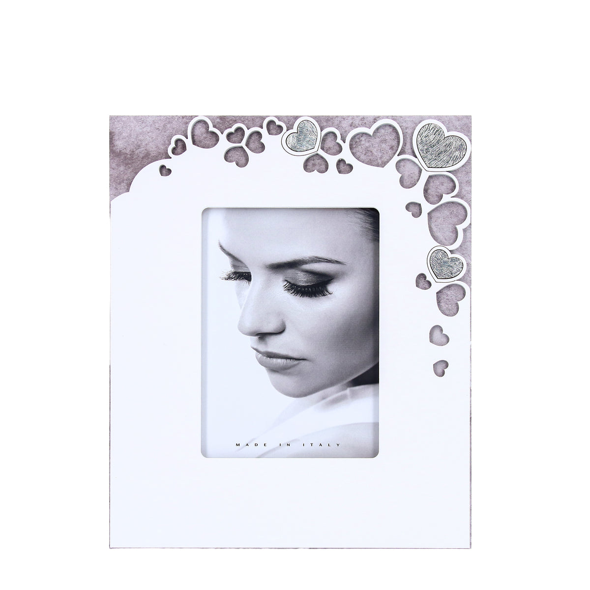 Cornice Portafoto in Legno Chiaro con Cuori 13x18 cm