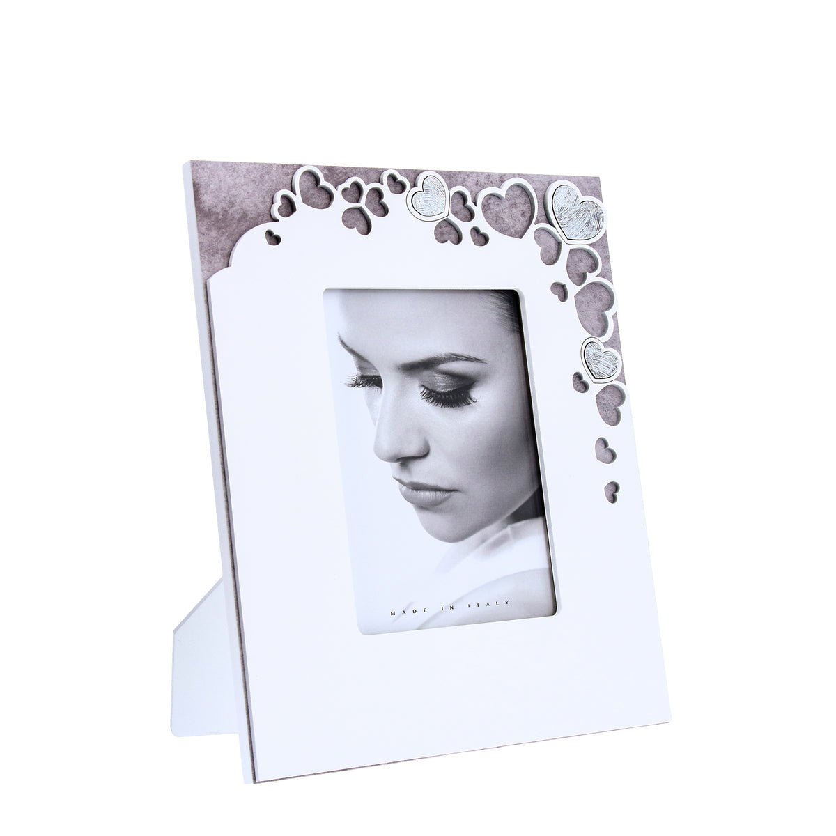 Cornice Portafoto in Legno Chiaro con Cuori 13x18 cm