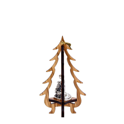 Nacimiento de madera de olivo y metal en forma de árbol de Navidad