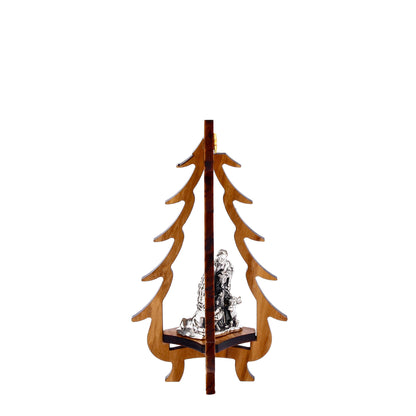 Nacimiento de madera de olivo y metal en forma de árbol de Navidad