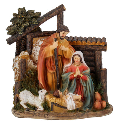 Presepe in resina dipinto a mano. Dimensioni 15x16 cm
