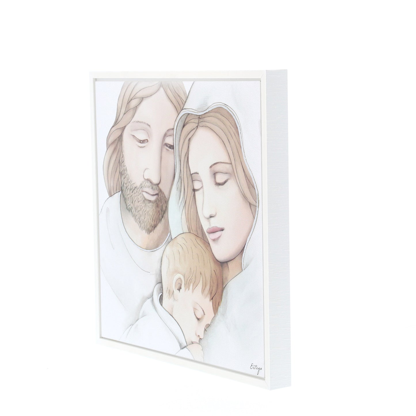 Quadro Sacra Famiglia co decorazioni argentate in rilievo. Dimensioni 60x60 cm