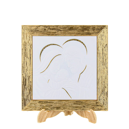 Quadro Sacra Famiglia 20x20 cm Foglia Oro Parete e Tavolo