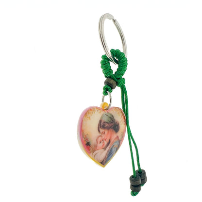 Portachiavi cuore e cordino colorato per mamma e papà. Lunghezza 11,5 cm