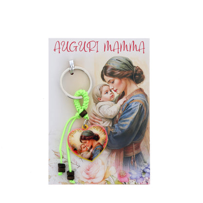 Portachiavi cuore e cordino colorato per mamma e papà. Lunghezza 11,5 cm