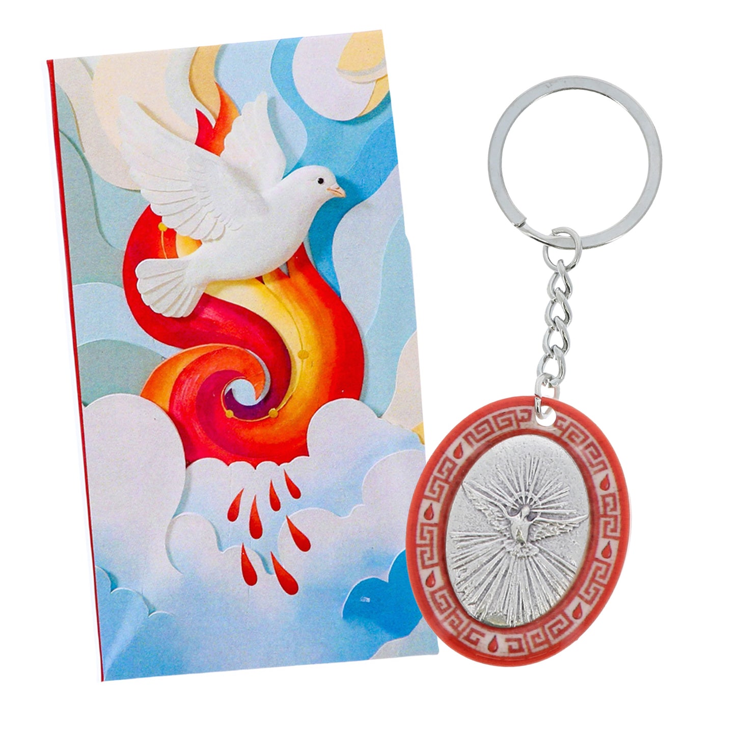 Portachiavi Ricordo Cresima con Calice IHS e Confezione in Cartoncino – 4 cm