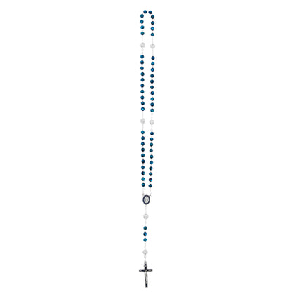 Rosario in Vetro Blu con Pater Punti Luce | Grani 6mm - 42cm