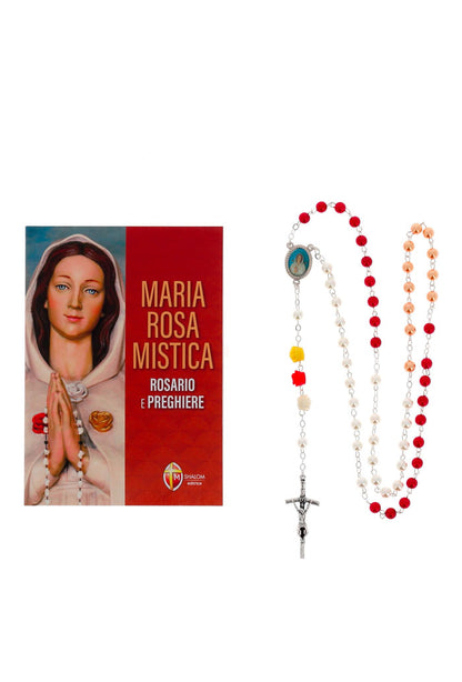 Confezione libro "Maria Rosa Mistica" e Corona di Maria Rosa Mistica