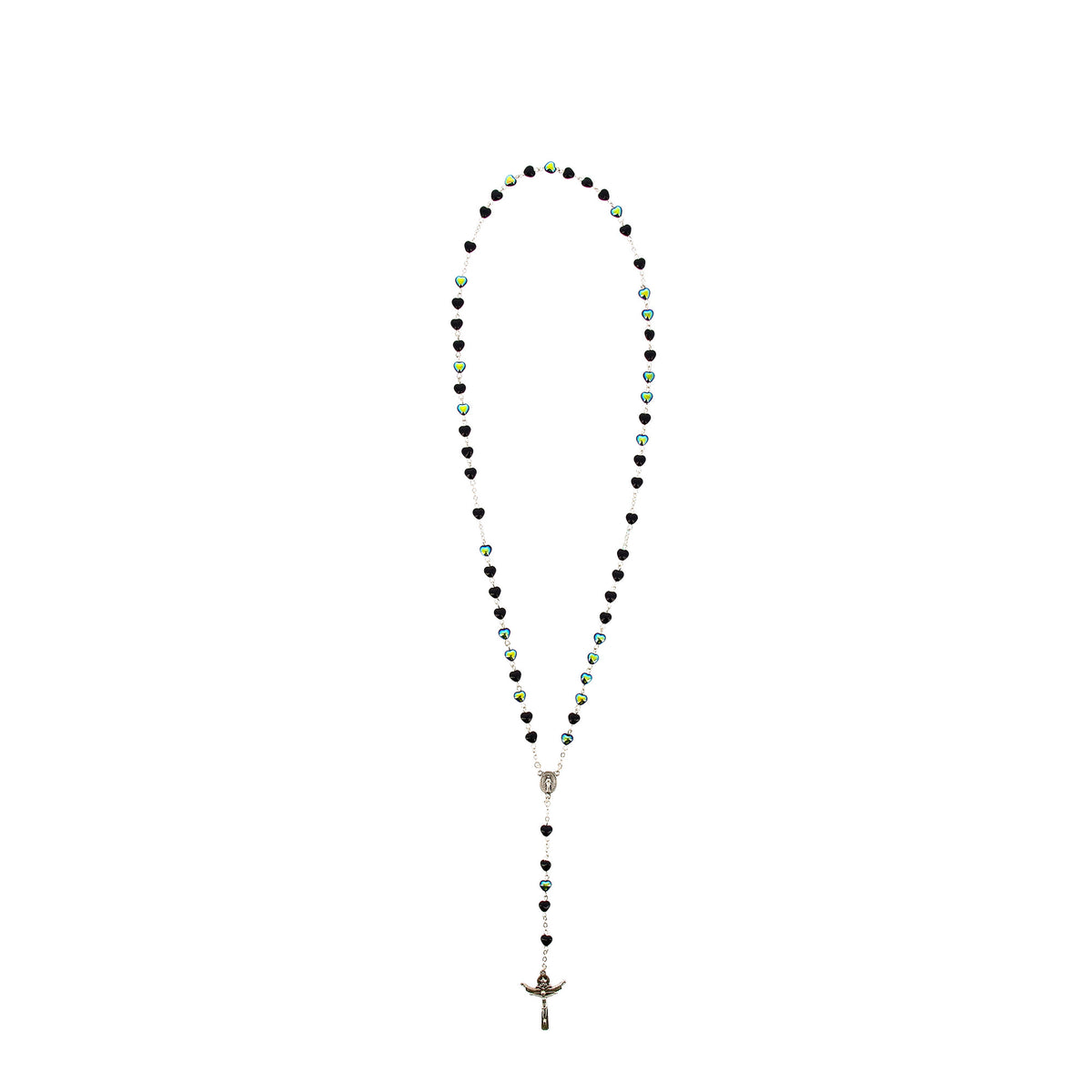 Rosary with 6 mm scarab-colored heart beads