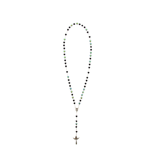 Rosary with 6 mm scarab-colored heart beads