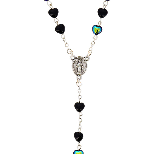 Rosary with 6 mm scarab-colored heart beads