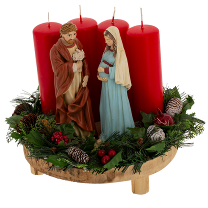 La Sacra Attesa. Madonna Gestante e S. Giuseppe protettore della Famiglia, in polvere di marmo.
