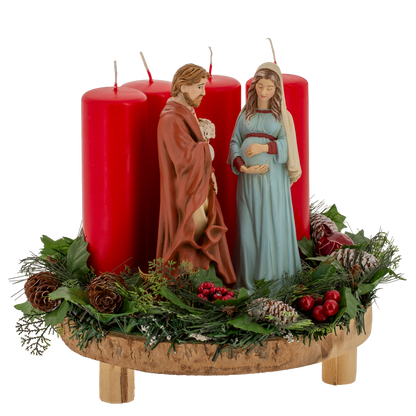 La Sacra Attesa. Madonna Gestante e S. Giuseppe protettore della Famiglia, in polvere di marmo.