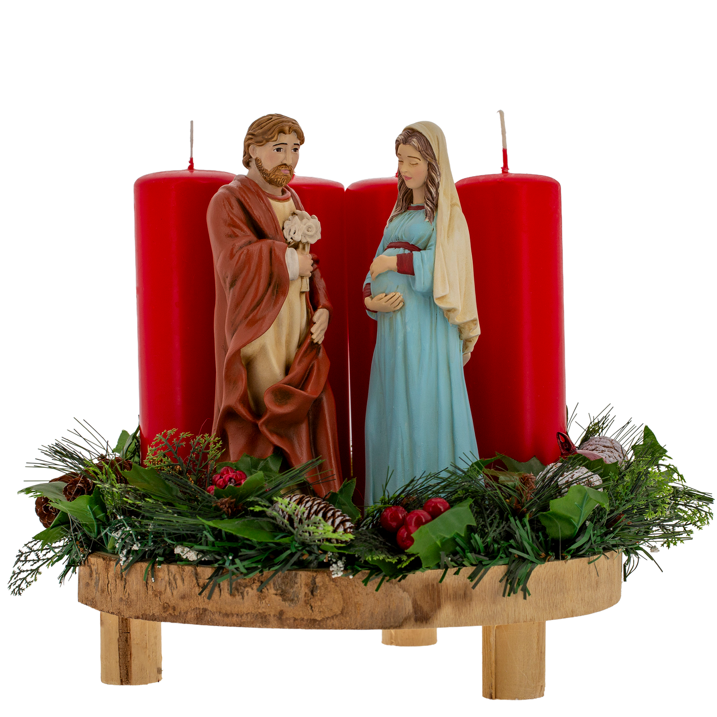 La Sacra Attesa. Madonna Gestante e S. Giuseppe protettore della Famiglia, in polvere di marmo.