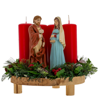 La Sacra Attesa. Madonna Gestante e S. Giuseppe protettore della Famiglia, in polvere di marmo.
