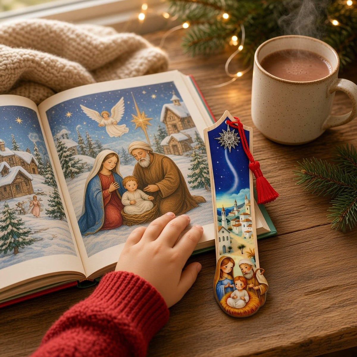 Marcapáginas navideño con estrella de Belén