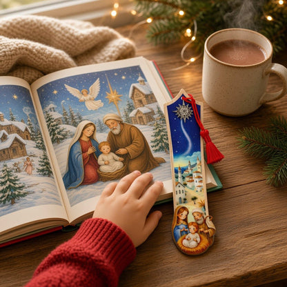 Marcapáginas navideño con estrella de Belén