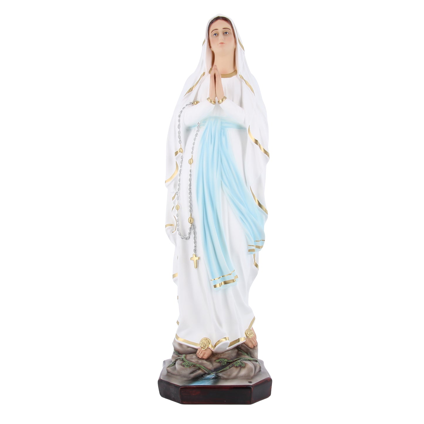 Statua Madonna di Lourdes in resina vuota, occhi in vetro. Altezza 105 cm