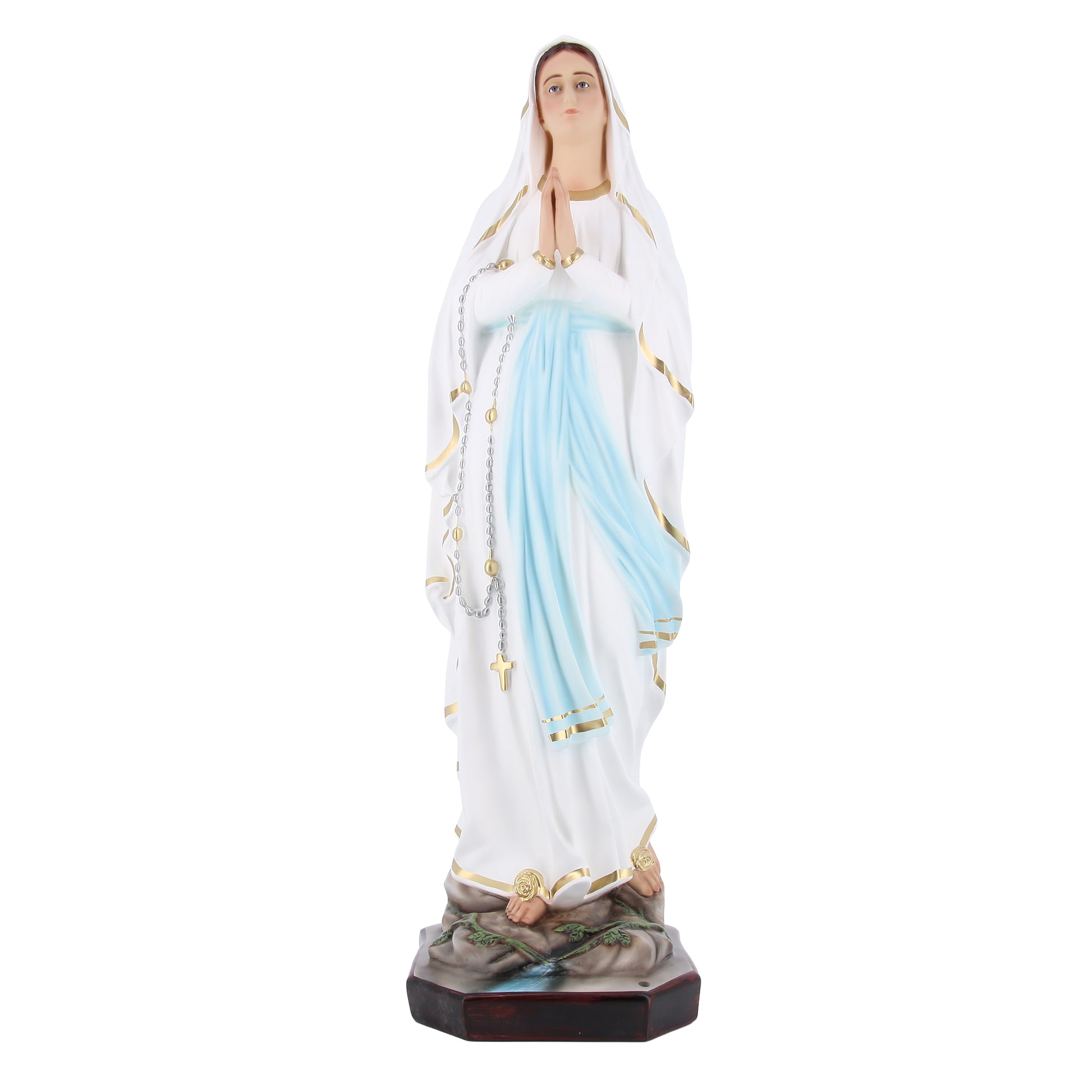 Statua Madonna di Lourdes in resina vuota, occhi in vetro. Altezza 105 cm