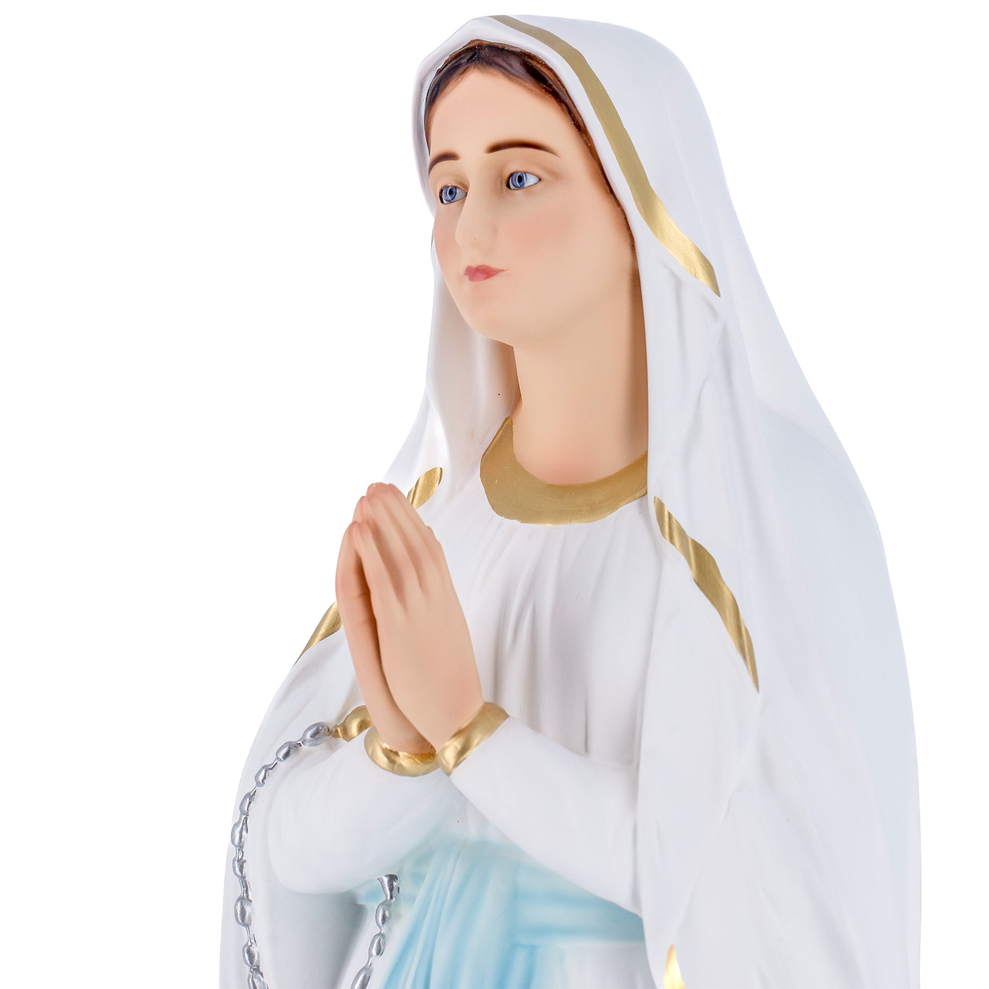Statua Madonna di Lourdes in resina vuota, occhi in vetro. Altezza 105 cm