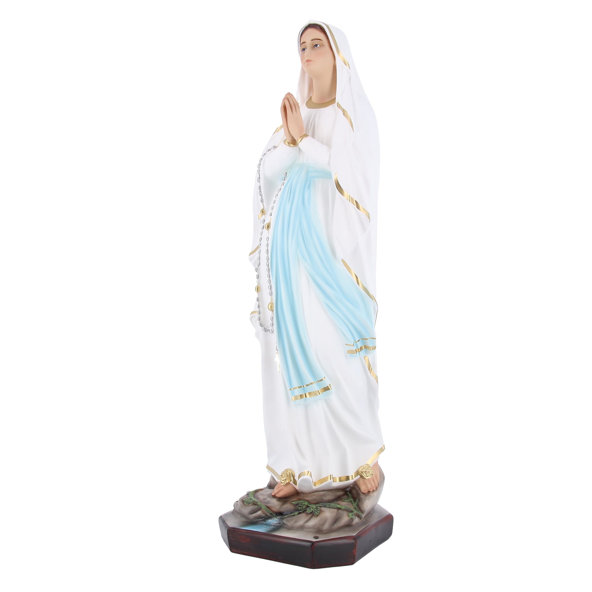 Statua Madonna di Lourdes in resina vuota, occhi in vetro. Altezza 105 cm
