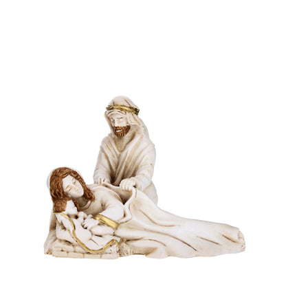 Statue de la Nativité en résine blanche 8 cm