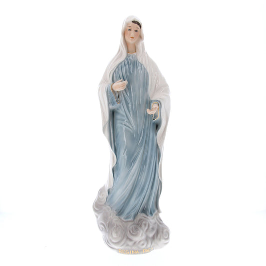 Statua Regina della pace in ceramica colorata dipinta a mano. Altezza 50 cm