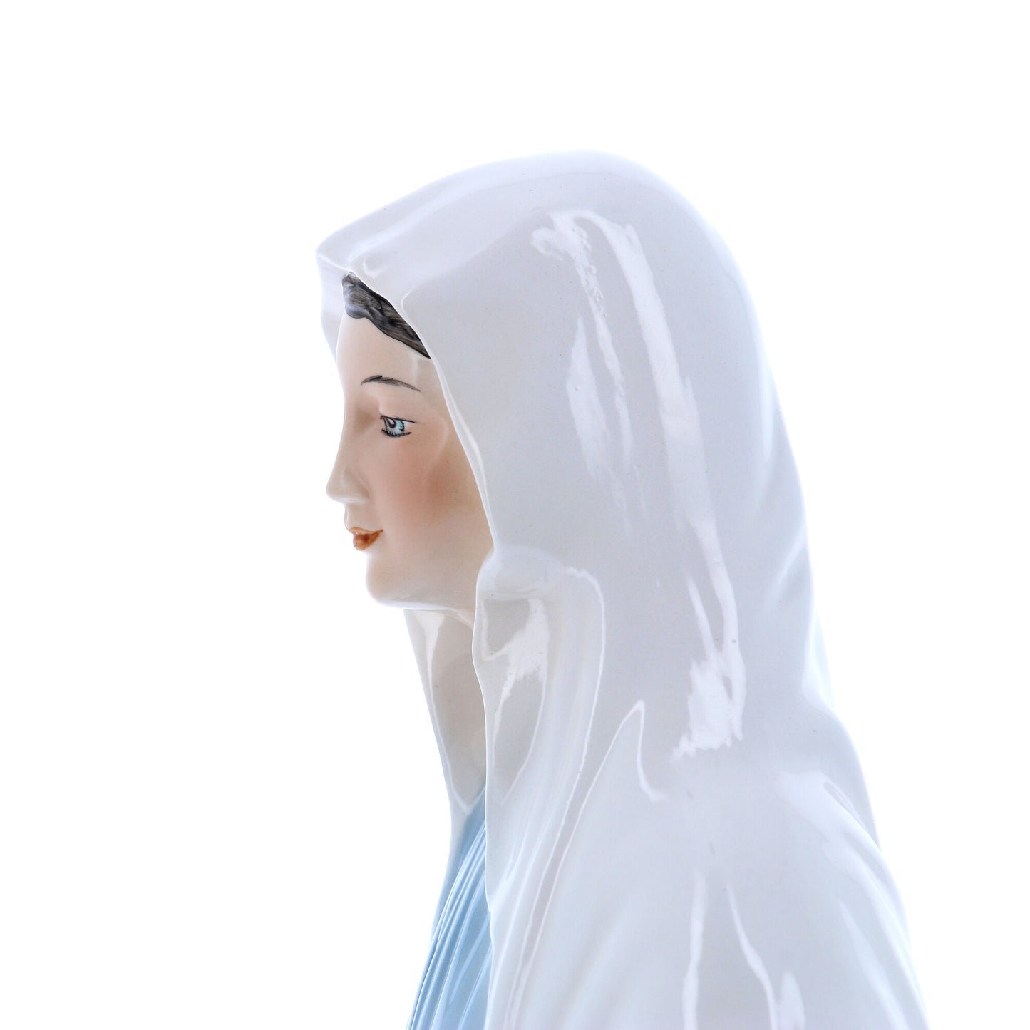 Statua Regina della pace in ceramica colorata dipinta a mano. Altezza 50 cm